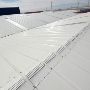 Metal roof of industrial warehouse